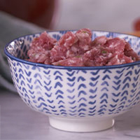 small bowl of crumbled sausage