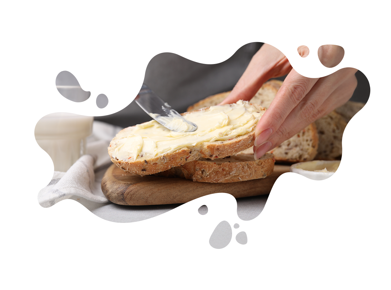 burro spalmato su pane, dettaglio